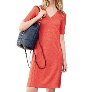 Eileen Fisher‎ Organic Cotton Hemp Twist Geranium V Neck Dress Size M